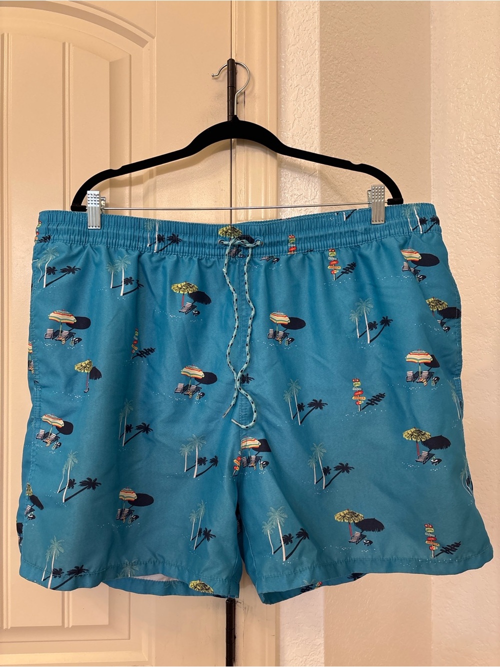 Goodfellow & Co Men’s Swim Trunks xxl Blue Tropical Beach Print Lined Swim Short